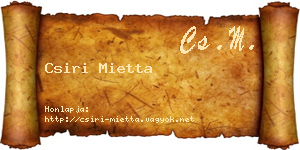 Csiri Mietta névjegykártya